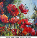 Deep Red Poppies-Triptych, panel 1, Oil on Canvas